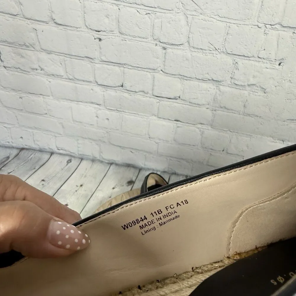 Cole Haan Women’s Black Leather Bow Driving Loafers Espadrille Slip On Size 11